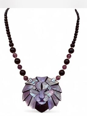 1970's Vintage Lee Sands Lion Head Statement Necklace